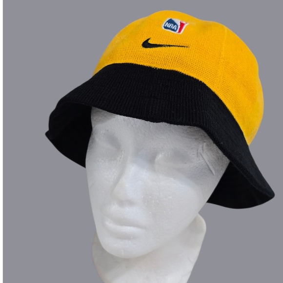 Vintage Nike LA NBA Bucket Hat L XL Yellow Black Basketball‎